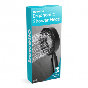 Bewello ergonomikus zuhanyfej matt fekete (BW3013)