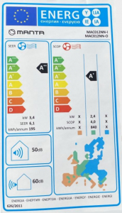 Manta klíma hűtő-fűtő  R32 3.5kW, WIFI, -20 kinti hőmérsékletig fűt (MAC012NN)