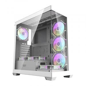 DarkFlash DS900 táp nélküli ablakos ház fehér + 7db ARGB ventilátor