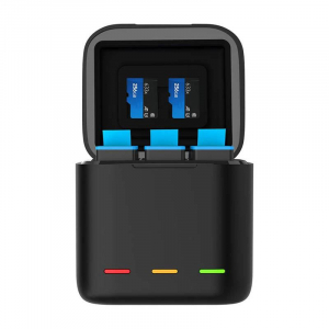 Telesin GoPro Hero9/10/11/12 h&aacute;rmas akkumul&aacute;tor t&ouml;ltő + akkumul&aacute;tor (GP-BNC-011-C)