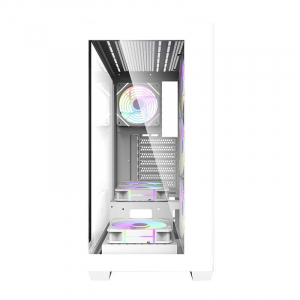 DarkFlash DS900 táp nélküli ablakos ház fehér + 7db ARGB ventilátor