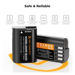 K&F Concept DMW-BLK22 hordozható dupla USB-C akkumulátor töltő + 2db DMW-BLK22 akkumulátor 2400mAh (KF-28-0042)