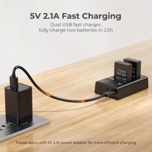 K&F Concept LC-E12 hordozhat&oacute; dupla USB-C akkumul&aacute;tor t&ouml;ltő + 2db LP-E12 akkumul&aacute;tor 1100mAh (KF-28-0029)