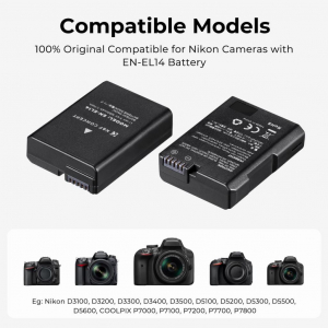 K&F Concept MH-24 hordozhat&oacute; dupla USB-C akkumul&aacute;tor t&ouml;ltő + 2db EN-EL14 akkumul&aacute;tor 1050mAh (KF-28-0020)