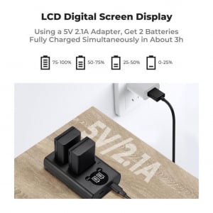 K&F Concept MH-32 hordozhat&oacute; dupla USB-C akkumul&aacute;tor t&ouml;ltő + 2db EN-EL25 akkumul&aacute;tor 1600mAh (KF-28-0031)