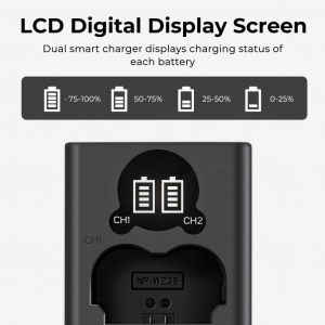 K&F Concept NP-W235 hordozhat&oacute; dupla USB-C akkumul&aacute;tor t&ouml;ltő + 2db NP-W235 akkumul&aacute;tor 2200mAh (KF-28-0018)