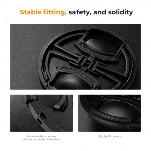 K&F Concept objekt&iacute;vv&eacute;dő sapka zsin&oacute;rral 58mm + t&ouml;rlőkendő (KF-2070)