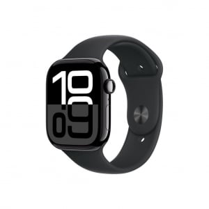 Apple Watch Series 10 (GPS + Cellular) 46mm kozmoszfekete alumíniumtok, fekete sportszíj M/L méret (MWY43QH/A)