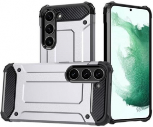 Gigapack Defender Samsung Galaxy S23 Plus (SM-S916) fémhatású tok ezüstszínű-fekete (GP-135591)