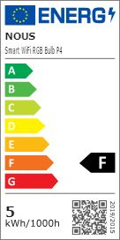 Nous P4 okos Tuya Wi-Fi RGB izzó E14