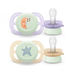Philips Avent Soother ultra start Nighttime cumi S&ouml;t&eacute;tben fluoreszk&aacute;l&oacute; gombbal 2db (SCF075/07)