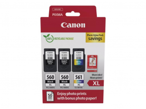 Canon PG-560XL x2 + CL-561XL tintapatron + 50db fot&oacute; pap&iacute;r multipack (3712C012)