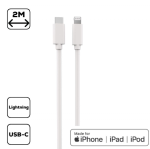 Cellect USB-C - Lightning adat- &eacute;s t&ouml;ltők&aacute;bel 2m feh&eacute;r (MDCU-IPHMFI2-TYPEC-W)