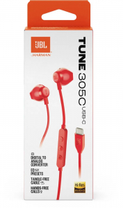 JBL Tune 305C USB-C mikrofonos fülhallgató piros (JBLT305CRED)