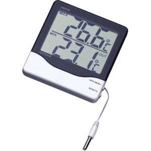 TFA Dostmann Vezetékes bel- és kültéri hőmérő, ISO kalibrált, fekete/fehér,  (30.1011.K)