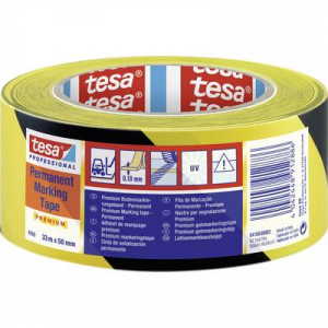 Tesa  PREMIUM (04169-00063-93) Padl&oacute;jel&ouml;lő szalag &reg; Professional Fekete/s&aacute;rga (H x Sz) 33 m x 50 mm 1 db