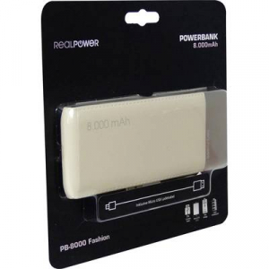 RealPower  PB-8000 Powerbank 8000 mAh LiPo Pezsgő (282243)