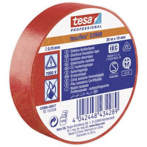 Tesa  flex IEC (53988-00017-00) Szigetelőszalag Piros (H x Sz) 25 m x 19 mm 1 db