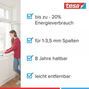 Tesa  E-PROFIL (05445-00500-00) Tömítőszalag Fehér (H x Sz) 10 m x 9 mm 2 db