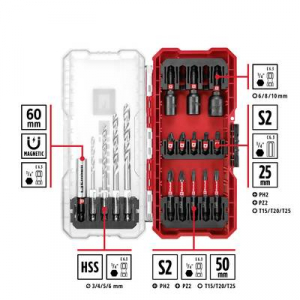 Einhell Dug&oacute;kulcs, bit &eacute;s f&eacute;mf&uacute;r&oacute; k&eacute;szlet 1/4 (6,3 mm) 18 r&eacute;szes,  (108709)