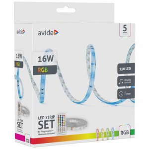 Avide  (ALSB5050RGBMU40-5M) LED csík teljes készlet Dugóval 12 V, 230 V 5 m RGB 1 db