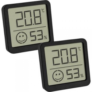 TFA Dostmann  2er Set digitales Thermo-Hygrometer mit Komfortzone Hőm&eacute;rs&eacute;klet- &eacute;s l&eacute;gnedvess&eacute;g m&eacute;rő Fekete (30.5053.01.02)