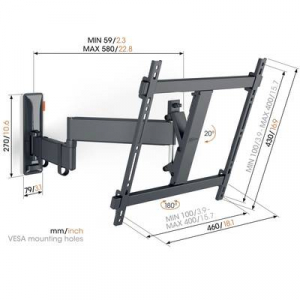 Vogel's Vogels TVM 3445 TV fali tartó 81,3 cm (32) - 165,1 cm (65) Csuklóval mozgatható, Dönthető (3834450)