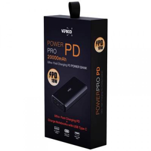 Verico  Power Pro PD Powerbank 20000 mAh Power Delivery LiPo USB-A, USB-C® Fekete (4PW-PDPBK1-NN)
