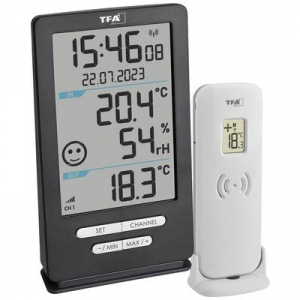 TFA Dostmann  Funk-Thermometer XENA HOME Vezeték nélküli digitális hőmérő Antracit (30.3074.10)