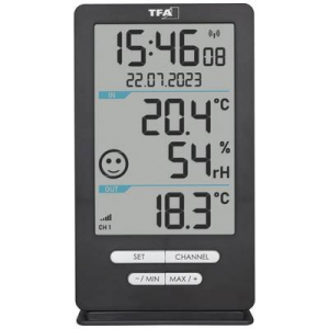 TFA Dostmann  Funk-Thermometer XENA HOME Vezeték nélküli digitális hőmérő Antracit (30.3074.10)