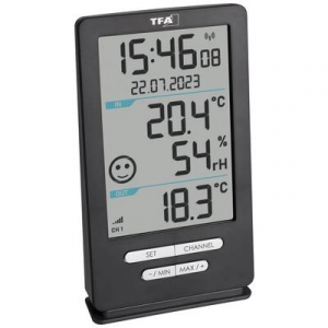 TFA Dostmann  Funk-Thermometer XENA HOME Vezeték nélküli digitális hőmérő Antracit (30.3074.10)