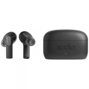Sudio  E3 In Ear headset Bluetooth® Stereo Fekete Noise Cancelling Headset, Töltőtok, Érintéses vezérlés (E3BLK)