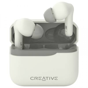 Creative  In Ear fejhallgató Bluetooth® Fehér Izzadásálló, Vízálló, Elemtöltés kijelzés, Töltő- dokkoló állomással (51EF1100AA000)