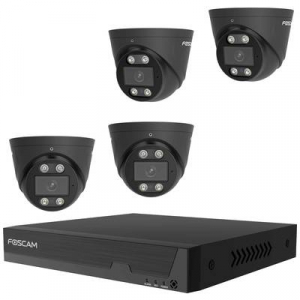 Foscam  (FNA108E-T4-2T black) LAN IP-Megfigyelő kamera k&eacute;szlet8 csatorn&aacute;s4 db kamer&aacute;val3840 x 2160 pixel