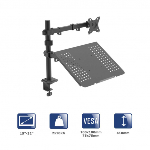 Akyga asztali monitortartó laptop tálcával 15"-32" (AK-MB-04)
