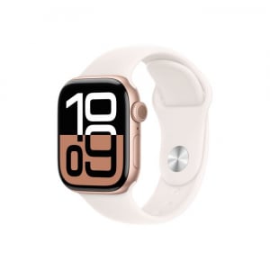 Apple Watch Series 10 (GPS + Cellular) 42mm rozéarany alumíniumtok, lágy rózsaszín sportszíj M/L méret (MWXA3QH/A)