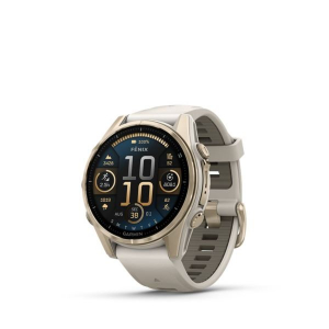 Garmin Fenix 8 43mm AMOLED Sapphire, krémarany, homokkő/szürke szilikon szíjjal (ED XD) (010-02903-11)