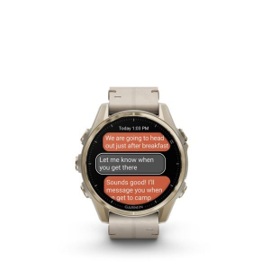 Garmin Fenix 8 43mm AMOLED Sapphire, krémarany acél, homokkő bőrszíjjal + homokkő /szürke szilikon szíjjal (ED SD) (010-02903-40)