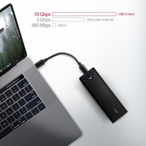 Axagon EEM2-UB2 M.2 USB-C 3.2 Gen 2 külső SSD ház fekete