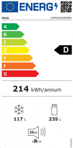 Haier HDPW3618DNPK alulfagyaszt&oacute;s hűtőszekr&eacute;ny