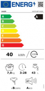 Haier HW70-BP14929-S elöltöltős mosógép