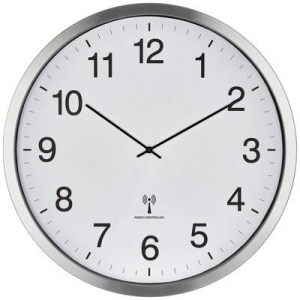 TFA Dostmann  (60.3548.02) R&aacute;di&oacute;jel vez&eacute;rl&eacute;sű Fali&oacute;ra 508 mm x 65 mm Feh&eacute;r, Ez&uuml;st Nagy kijelző