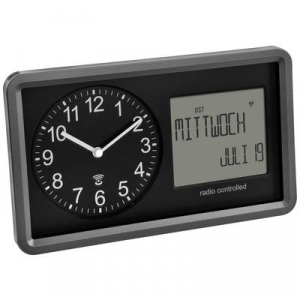 TFA Dostmann  (60.3552.01) R&aacute;di&oacute;jel vez&eacute;rl&eacute;sű R&aacute;di&oacute;jel vez&eacute;rl&eacute;sű &oacute;ra 254 mm x 44 mm x 152 mm Fekete