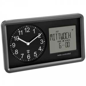 TFA Dostmann  (60.3552.01) R&aacute;di&oacute;jel vez&eacute;rl&eacute;sű R&aacute;di&oacute;jel vez&eacute;rl&eacute;sű &oacute;ra 254 mm x 44 mm x 152 mm Fekete