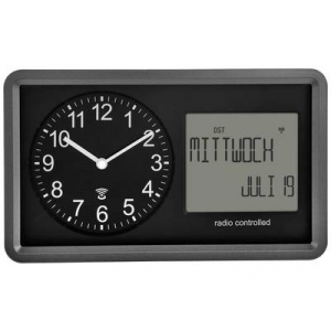 TFA Dostmann  (60.3552.01) R&aacute;di&oacute;jel vez&eacute;rl&eacute;sű R&aacute;di&oacute;jel vez&eacute;rl&eacute;sű &oacute;ra 254 mm x 44 mm x 152 mm Fekete