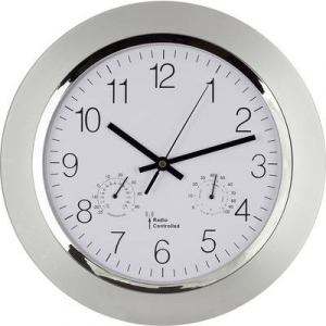 EUROTIME Analóg rádiójel vezérelt falióra, pára-/hőmérővel, O 34 cm (56004)