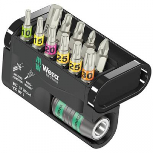 Wera  Bit-Check 12 Wood TX HF 1 (05057435001) Bit k&eacute;szlet 12 r&eacute;szes TORX, Kereszthorny&uacute; Phillips, Kereszthorny&uacute; Pozidriv