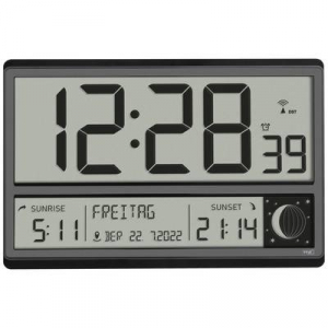 TFA Dostmann  (60.4524.01) R&aacute;di&oacute;jel vez&eacute;rl&eacute;sű Fali&oacute;ra 360 cm x 28 mm x 235 mm Fekete Nagy kijelző