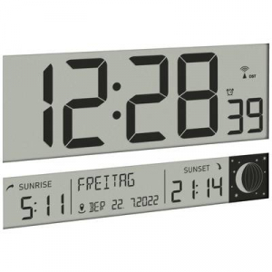 TFA Dostmann  (60.4524.01) R&aacute;di&oacute;jel vez&eacute;rl&eacute;sű Fali&oacute;ra 360 cm x 28 mm x 235 mm Fekete Nagy kijelző