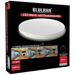 Blulaxa  (49108) Aina-L Switch LED-es mennyezeti l&aacute;mpa, LED-es fali l&aacute;mpa LED Fixen be&eacute;p&iacute;tett LED-es 24 W Feh&eacute;r
